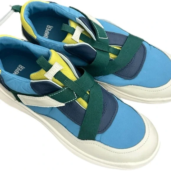 NEW Camper Sneakers White Blue Green Velcro Size EU36/US5.5-6 - Picture 1 of 6